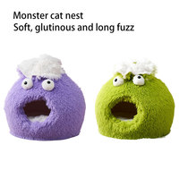 Nouveau Nid Douillet Écologique pour Animaux de Compagnie à Prix Abordable – Motif Monstre en Tissu, Forme Sphérique Amovible