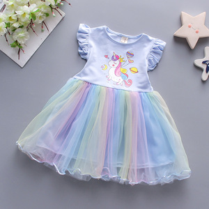 Abito 2025 estivo in cotone per bambine e bambine gonna Casual da principessa <span class=keywords><strong>con</strong></span> motivo alla moda cartone animato - Product Image 5