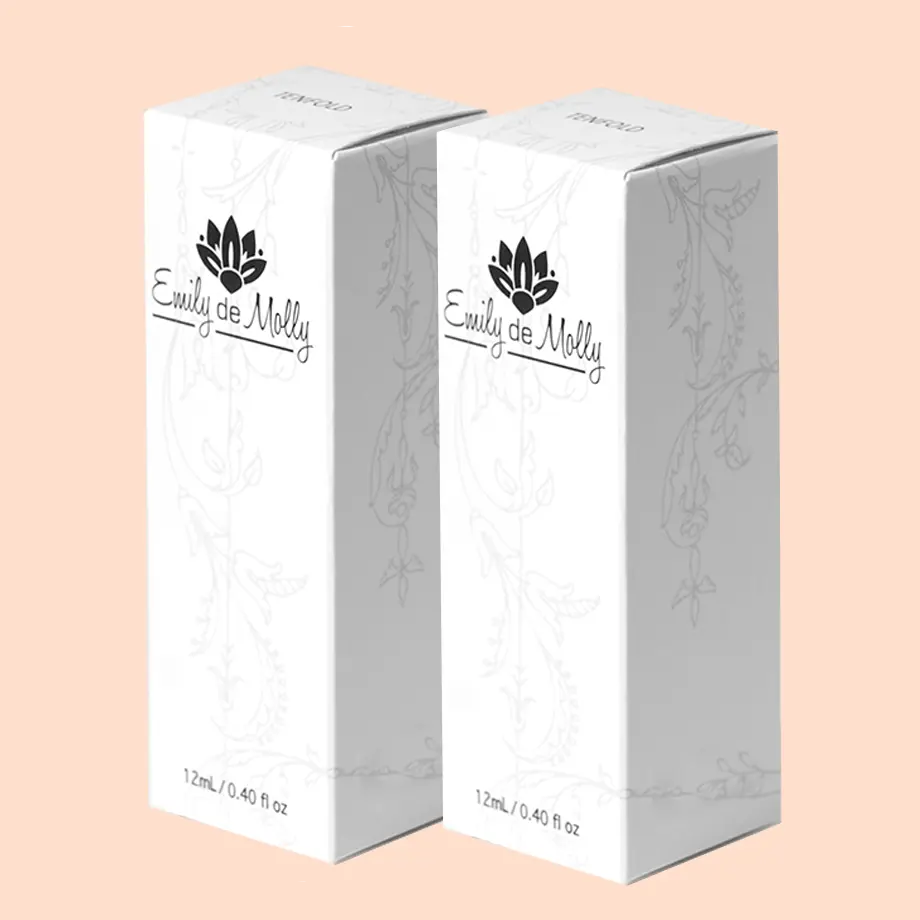 Personalizado alta qualidade cosmético produto embalagem papelão branco papel dobrável caixas com impressão do logotipo