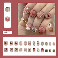 24 Pièces Ongles à Coller de Haute Qualité avec Gel, Faux Ongles Marque Privée, Ongles Acryliques Personnalisés Couverture Complète, Vente en Gros
