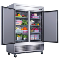 Congélateur vertical professionnel en acier inoxydable à double porte pour cuisine de restaurant, réfrigérateur à contrôle numérique