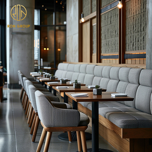 Set di Tavoli e Sedie in Legno Rotondi <span class=keywords><strong>per</strong></span> Caffetterie, Ristoranti e Locali, con Divanetti e Panche - Product Image 2