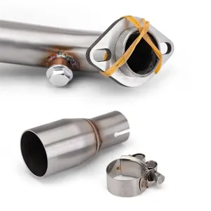 Tubo di Scarico Anteriore in Acciaio Inox Argento per <span class=keywords><strong>SYM</strong></span> <span class=keywords><strong>Joymax</strong></span> Z300 GTS300i Nine Sister 300 Scooter - Product Image 6