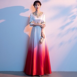 Women Long Dress White Stage Performance Choir Costume 3D Stereoscopic Patterns Adult General Purpose Type - Product Image 1