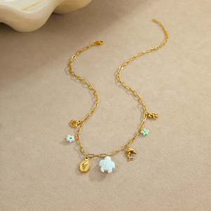 2025 nouveau étanche en acier inoxydable bijoux pour femmes été plage Boho conque mer coquille dauphin tortue papillon collier à breloques - Product Image 4