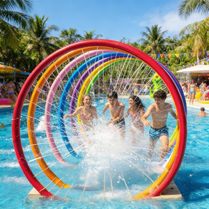 Vente en gros usine : Pulvérisateur d'eau extérieur pour parc aquatique, modèle Rainbow Gallery, pour <span class=keywords><strong>piscine</strong></span>, avec anneau arc-en-ciel - Product Image 2