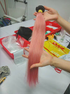 Productos Más Populares para la Belleza Femenina, Color 1b/Rosa, Cabello Humano Peruano Liso, Doble Trama, Ombre Rosa y Negro, Extensiones de Cabello - Product Image 2