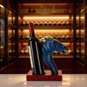 Nouvelle sculpture unique de tête de <span class=keywords><strong>cheval</strong></span>, porte-bouteilles fonctionnel, décoration pour salon, bureau, artisanat en résine pour la décoration de la maison - Product Image 3