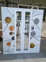 Armoire en acier imprimé avec miroir, un meuble de rangement au style léger et luxueux, adapté aux dortoirs et aux bureaux.