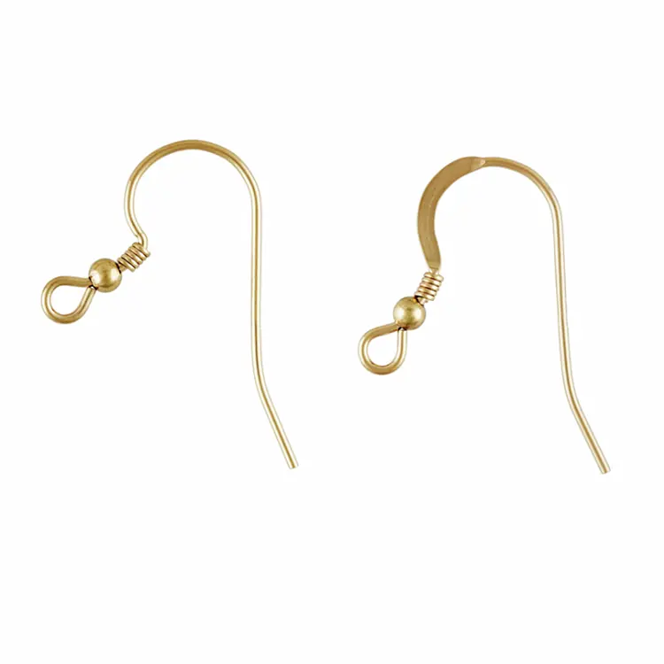 High Quality Jewelry Findings S Shape Ear Hooks With 2mm Bead Gold Ear Hooks for Earrings Making