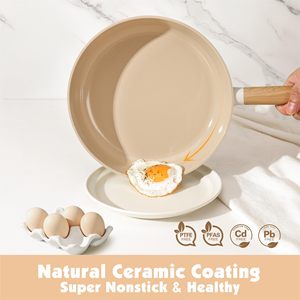 14 pezzi di alta qualità in ceramica antiaderente in alluminio bianco Set pentole e padelle rivestimento in ceramica con manico staccabile - Product Image 4