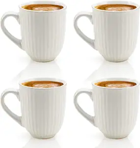 Taza de café de cerámica, de 14 onzas mango grande, uso para café, té, café con leche y chocolate caliente, barra de desayuno, tazas de cocina