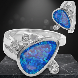 Art Palace Women's 925 <b>Silver</b> Plated <b>Opal</b> Gemstone <b>Ring</b> Modern Engagement Bezel Setting Fashion Jewelry - Product Image 2