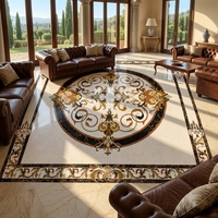 Mosaïque de marbre de luxe, médaillon rond carré, carrelage pour sol en découpe au jet d'eau