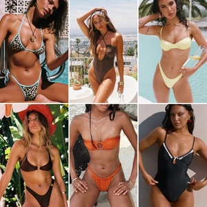 Ensemble bikini 2 pièces dos nu pour femme, élégant, mode plage, maillot de bain sexy et ajusté, assortiment aléatoire en stock - Product Image 5