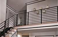 Rampe de balcon en métal sur mesure, barre horizontale, revêtement en poudre noire, pour terrasse et escalier