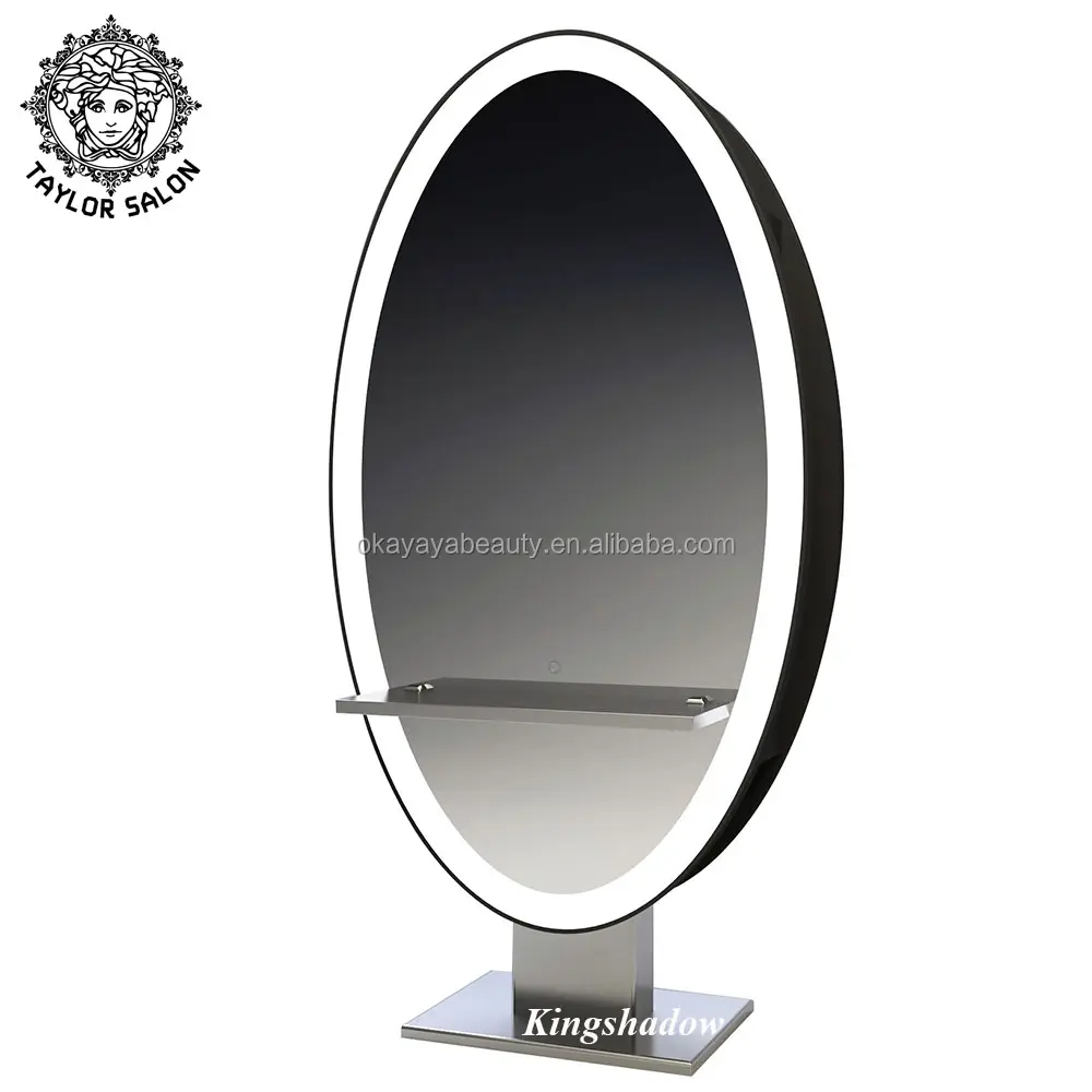 Miroir de salon ovale 2022, miroir de barbier avec tiroir et lumière