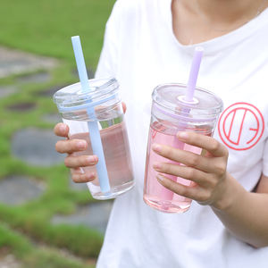 كوب مشروب من طبقة واحدة Tritan مع غطاء حزام متعدد الألوان للشاي والحليب أو القهوة تصميم جديد فريد من نوعه - Product Image 6