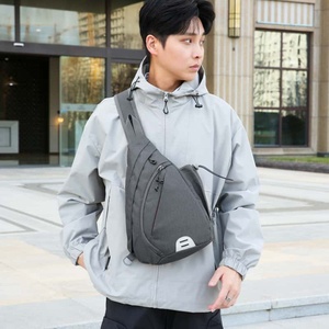 Crossbody Bag Mini Size Zipper Closure Waterproof Travel Use All Seasons Men's Shoulder Bag Navy Blue Polyester Lining - Product Image 6