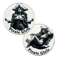 5 pièces de monnaie de pirate pour filles, plaquées argent, noires et blanches, à collectionner, pour le défi des pirates