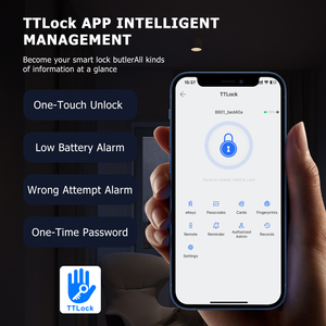 Serrure intelligente à mortaise en alliage d'aluminium pour porte vitrée, avec accès à distance WiFi Tuya et déverrouillage multiple, pour porte battante KFC - Product Image 6