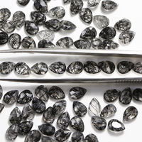IGI certifié semi-précieux noir rutile Quartz incrustation 7X5 goutte d'eau visage anneau naturel bijoux à bricoler soi-même accessoires rubis diamant