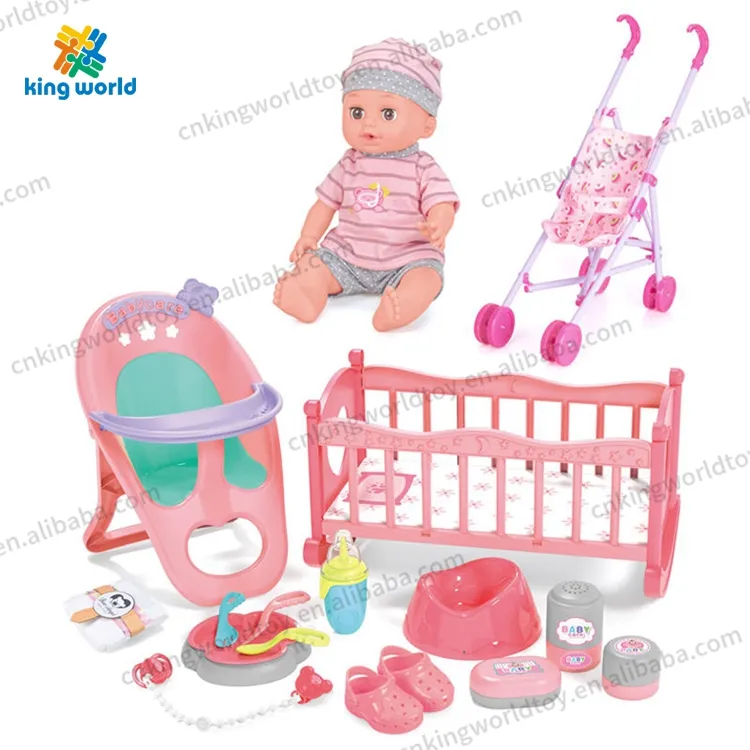 45Cm Kidstoj Babypop Kinderwagen Bed 3 In 1 Siliconen Reborn Baby Poppen Speelgoed Met 12 Geluiden