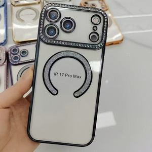 Ốp điện thoại iPhone 17 trong suốt, viền kim tuyến, khung kim cương, nam châm, dành cho iPhone 17, 16 Pro <span class=keywords><strong>Max</strong></span>, 17 Air - Product Image 6