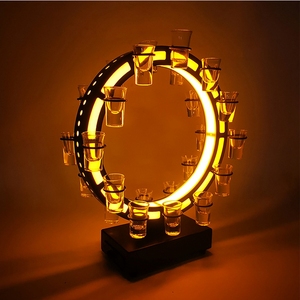 OEM nightclub forniture per feste shot porta occhiali logo personalizzato in metallo artigianale segno luce oro bagliore nel buio LED presentatore di bottiglia - Product Image 3