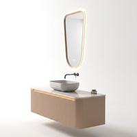 Miroir de salle de bain à LED rétroéclairé avec cadre doré irrégulier, mural, capteur tactile, anti-buée, forme unique, miroir de vanité décoratif