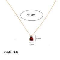Haomi Dainty 18K chapado en oro piedra natal joyería de moda gota de agua lágrima colgante collar con cadena de eslabones para mujer