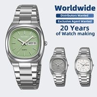 Reloj de Pulsera SKMEI 2420 para Hombre, con Logotipo Personalizado, Esfera Cuadrada, Cuarzo, Regalo Empresarial, Estilo Antiguo, Resistente al Agua, Analógico, de Acero Inoxidable