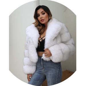 Manteau court en fourrure de renard pour <span class=keywords><strong>femme</strong></span>, chaud, couleur personnalisée, <span class=keywords><strong>taille</strong></span> personnalisée, grand col en fourrure - Product Image 1