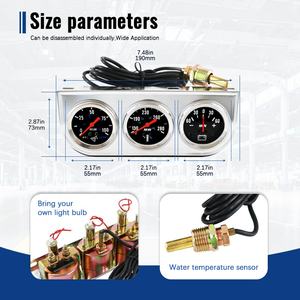 ชุดเกจวัดรถยนต์ Wenle 12V 24V 2 นิ้ว 52 มม. โครเมียม ชุดเกจวัดแรงดันน้ำมัน อุณหภูมิน้ำ แอมป์ ชุดเกจวัดอเนกประสงค์ ชุดเกจวัดสามชิ้น - Product Image 5
