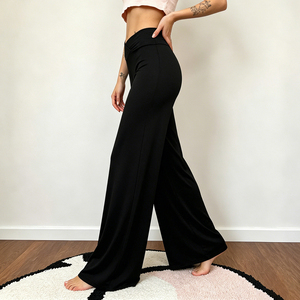 Women's Summer Mid <b>Waist</b> Flat Front Straight Leg Pants Solid Color Loose Fit Casual <b>Trousers</b> - Product Image 6