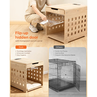 Mueble Moderno para Perros con Estación de Carga, Jaula Interior Mediana con Puerta Acrílica Oculta, Mesa Auxiliar para Mascotas