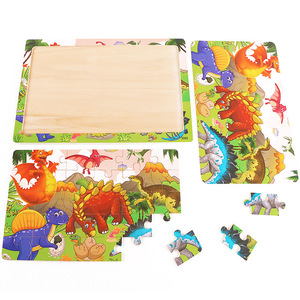 Puzzle en bois Dinosaures : <span class=keywords><strong>Jeu</strong></span> de voyage Montessori éducatif pour enfants garçons et filles - Product Image 5