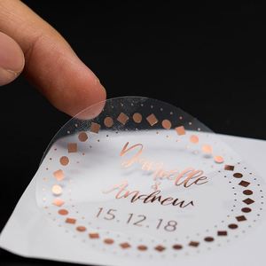 Autocollants en vinyle transparents personnalisés, imperméables, avec estampage à chaud doré, impression de logo, adhésifs transparents, feuilles d'autocollants en PVC - Product Image 1
