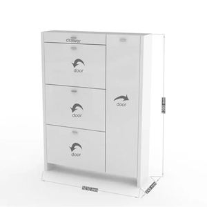 <span class=keywords><strong>Meuble</strong></span> de rangement <span class=keywords><strong>à</strong></span> <span class=keywords><strong>chaussures</strong></span> en bois <span class=keywords><strong>blanc</strong></span>, <span class=keywords><strong>design</strong></span> moderne, modulaire, étanche, gain de place, avec tiroir, pour la maison et l'hôtel - Product Image 4