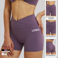 Shorts de sport taille haute pour femme à séchage rapide avec logo personnalisé, effet push-up, pour fitness et yoga