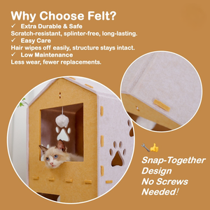 Tour à chat pliable multi-niveaux personnalisable, écologique et haut de gamme, en feutre de laine, avec des découpes pour les pattes, lit pour chat, grotte - Product Image 3