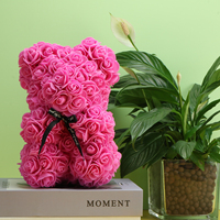 Vente flash - Ours en peluche - Fleur artificielle - Boîte cadeau en mousse écologique - Décoration pour Halloween, fête des mères, remise de diplôme - Livraison rapide