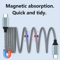 Câble de données magnétique USB Type-C à remontage automatique en nylon blindage tressé 5A charge rapide pour appareil photo téléphone ordinateur et écouteurs
