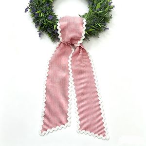 <b>Xmas</b> Wreath Decorative Bow Solid Plaid Stripe Fabric Bow for Christmas Wreath Home Party Decoration - Product Image 6