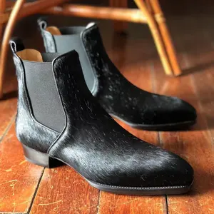 Cie horse hair botas de tornozelo masculinas, fio clássico, botas de cintura/chanfradas