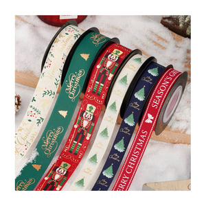 Pita nutracker poliester 100% pita Natal dekorasi liburan pita ribbed untuk pohon Natal hadiah bungkus anyaman - Product Image 1