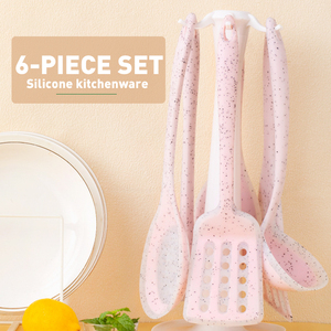 Juego de utensilios de cocina antiadherentes con soporte giratorio, juego de utensilios de silicona con mango de silicona - Product Image 3