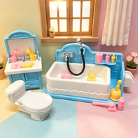 Accessoires pour maison de poupée : Ensemble de lavabo miniature, toilettes personnalisables, meubles miniatures, jouet de maison de poupée en plastique pour les 14 ans et plus