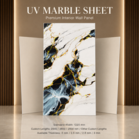 Panneau mural décoratif en PVC brillant MORLENX, imitation marbre UV, agate blanc, noir et or, pour la décoration intérieure d'hôtels et de villas