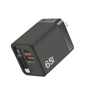 Chargeur rapide PD Type C 65W avec câble rétractable USB C, adaptateur de chargeur mural PD pour téléphone portable et ordinateur portable - Product Image 6